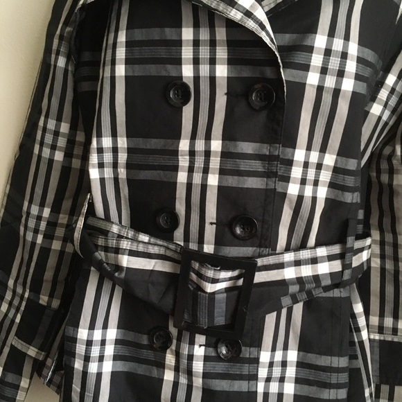 Ambience apparel black and white plaid double breasted lightweight jacket size M - Picture 2 of 6